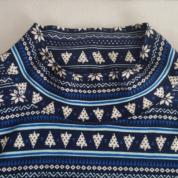 Lands' End Women's Blue White Floral Striped Top - Picture 3 of 9